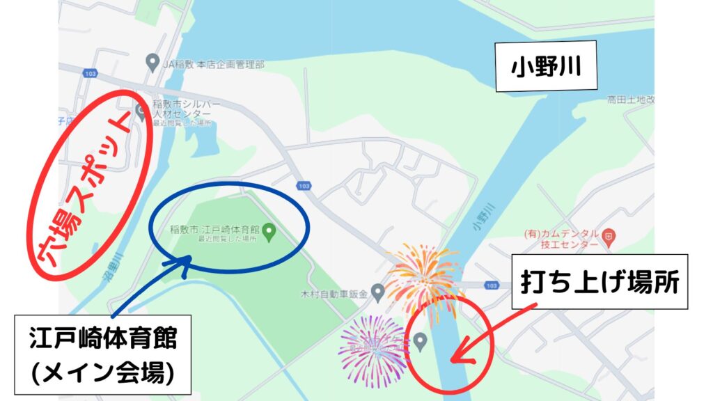 稲敷花火大会 穴場